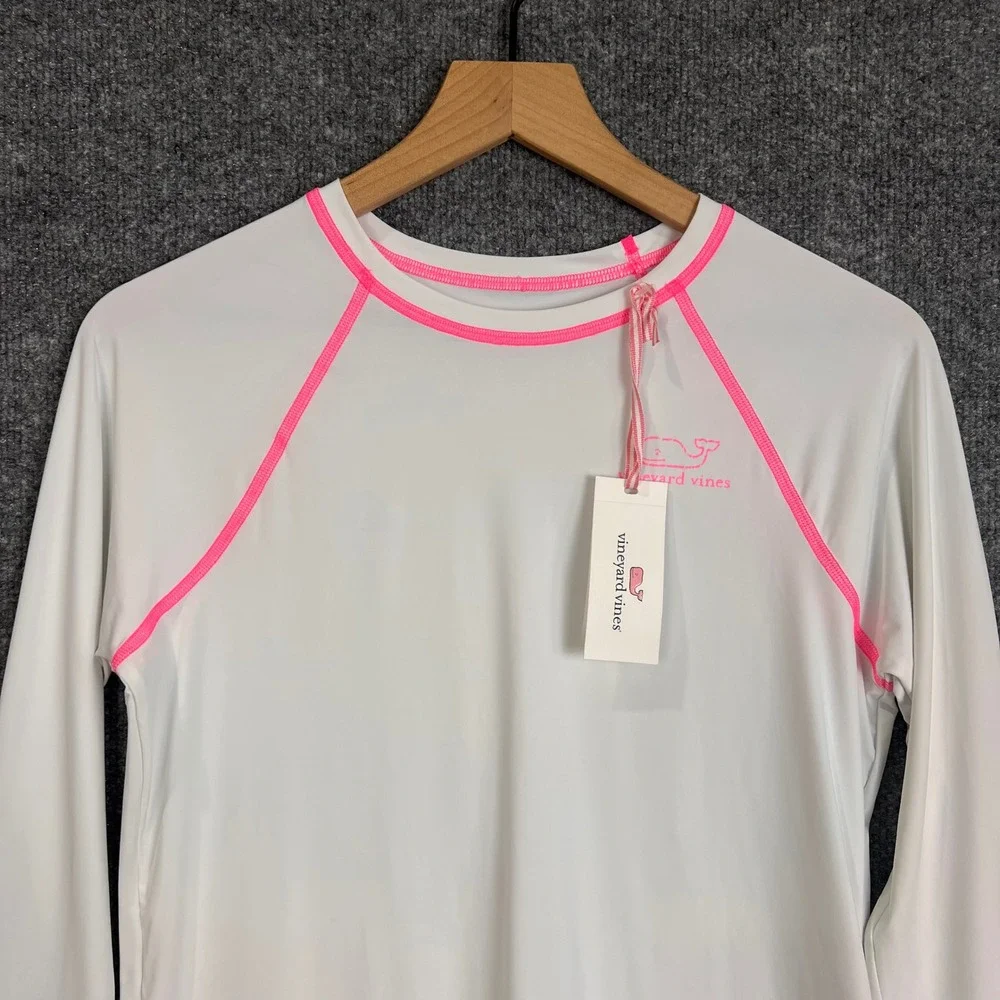 NEW Vineyard Vines Rash Guard Girls XL White NWT Long Sleeve Whale Swimwear